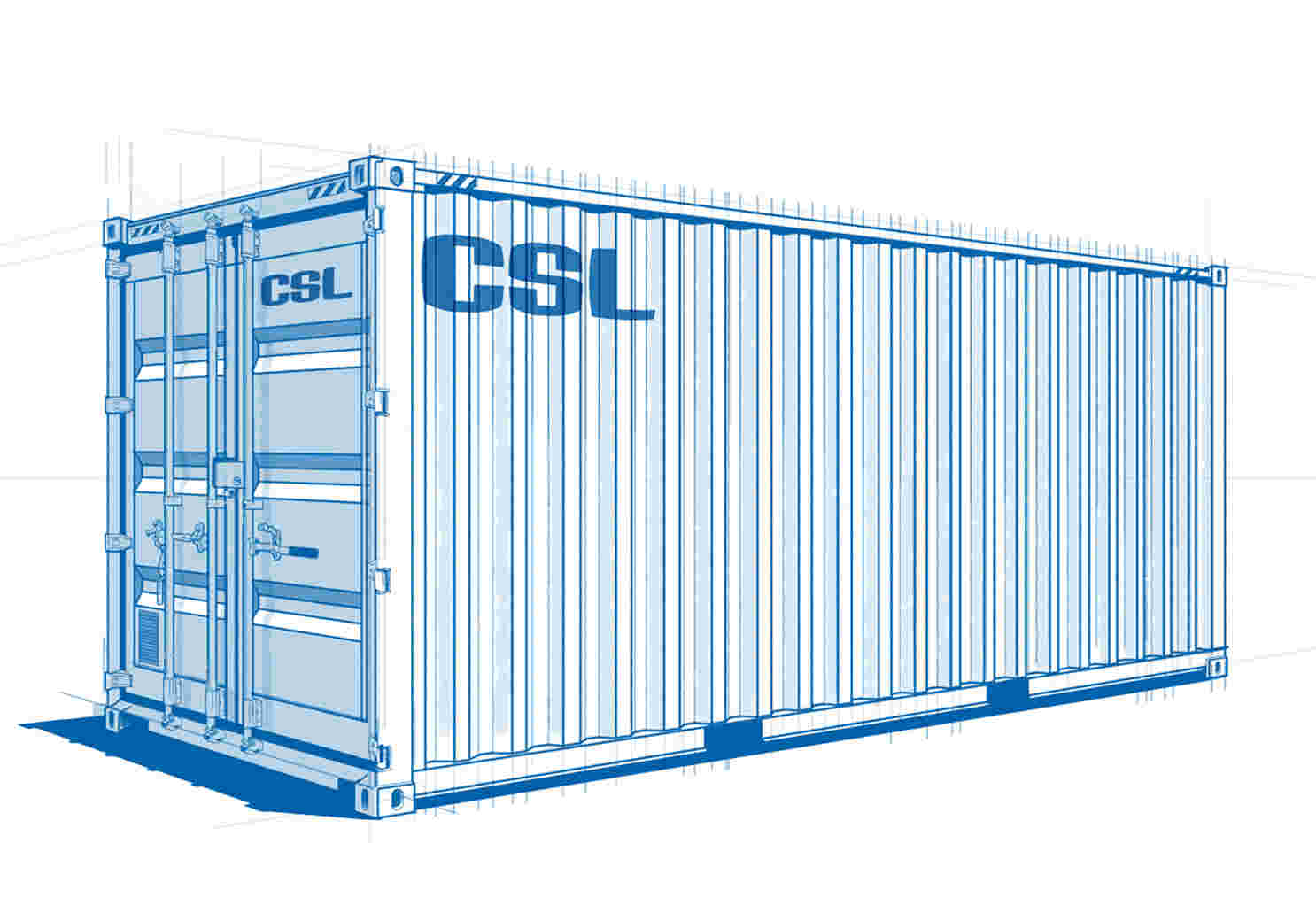 20ft High Cube Shipping Container - line drawing - SCF