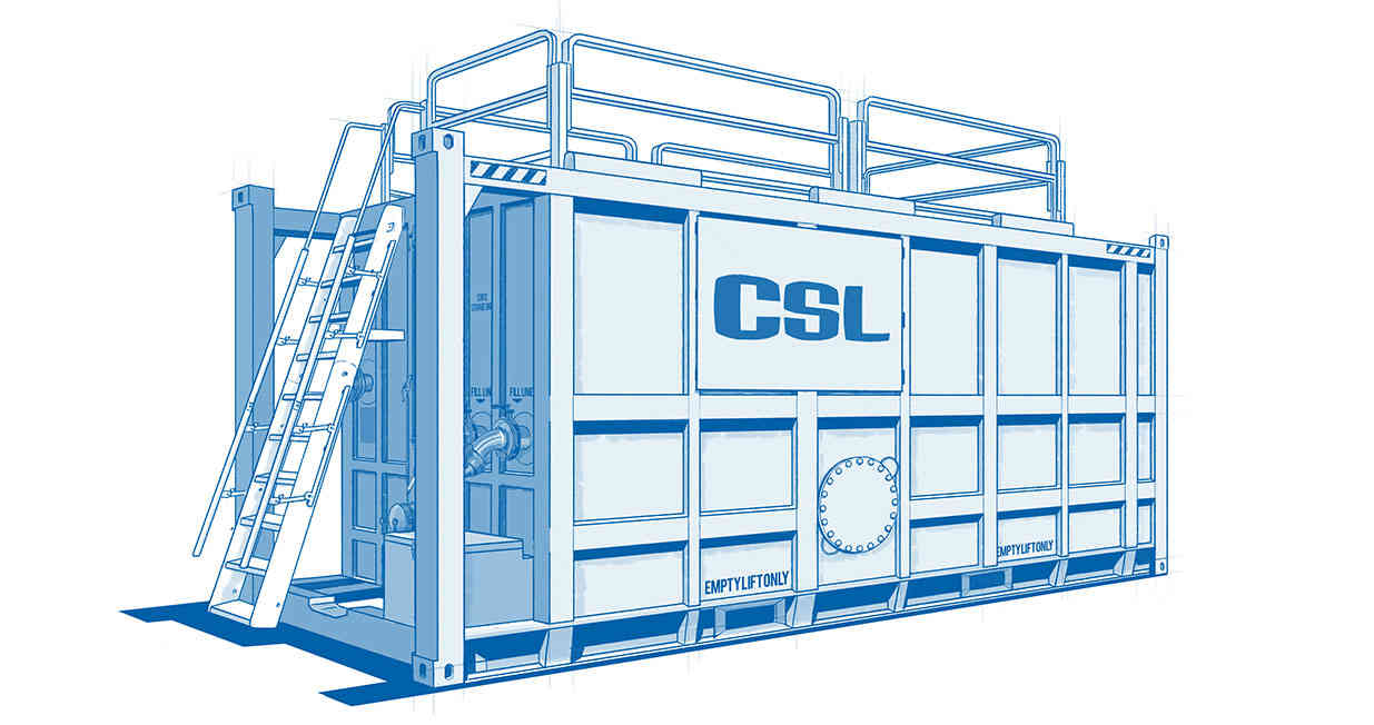 20ft Bulk Liquid Storage Tank - line drawing - SCF